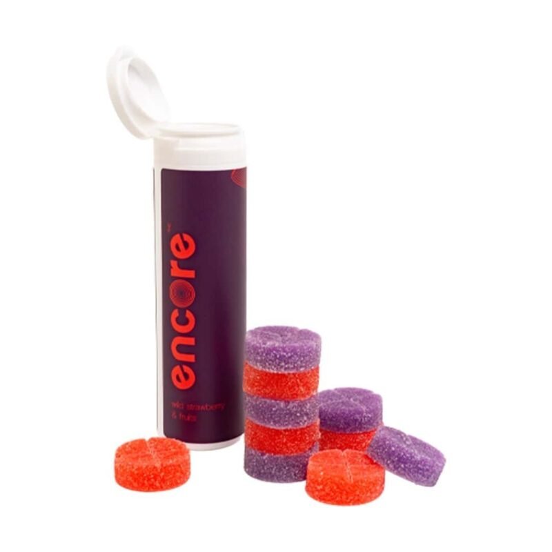 ENCORE – Infused Wild Strawberries and Fruit Edibles 600mg product packaging