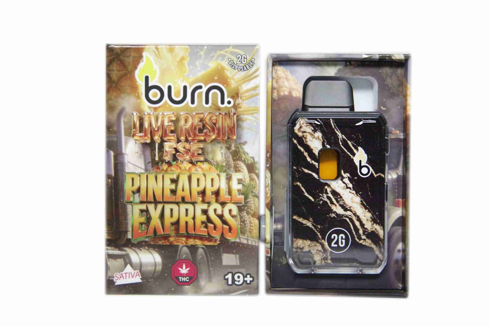 BURN – Live Resin FSE Terp’d Disposable Vape Pen 2g product packaging, photo 5