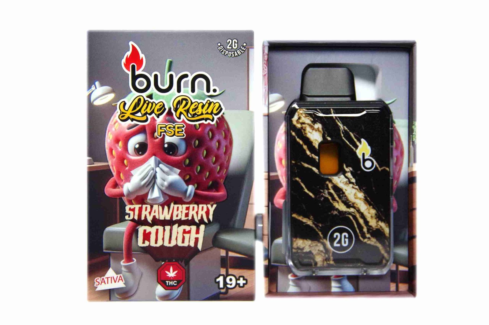 BURN – Live Resin FSE Terp’d Disposable Vape Pen 2g product packaging, photo 3