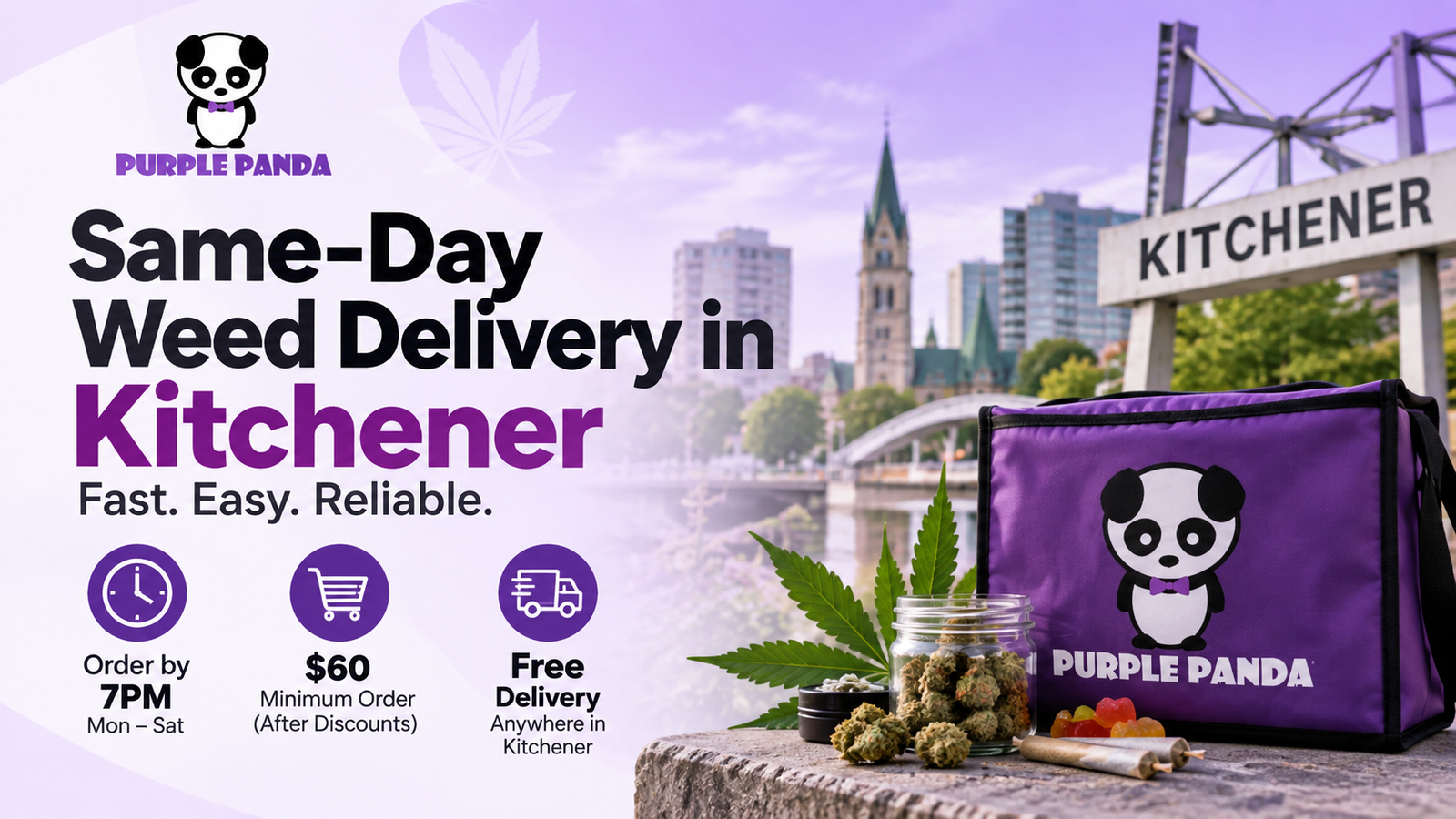 Same-day weed delivery in Kitchener by Purple Panda