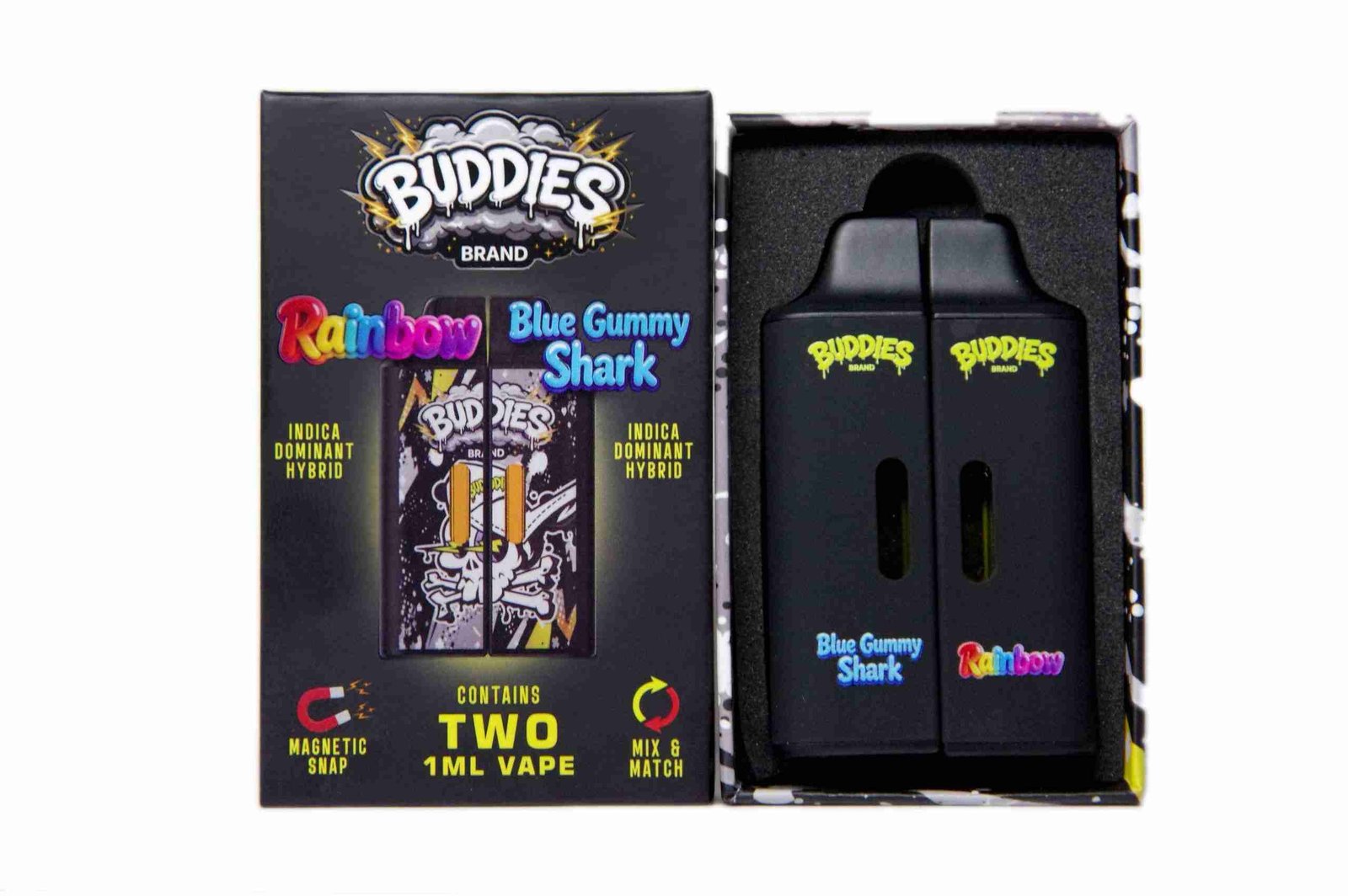 BUDDIES Brand Dual Vape By Straight Goods 2g THC – Magnetic Snap product packaging